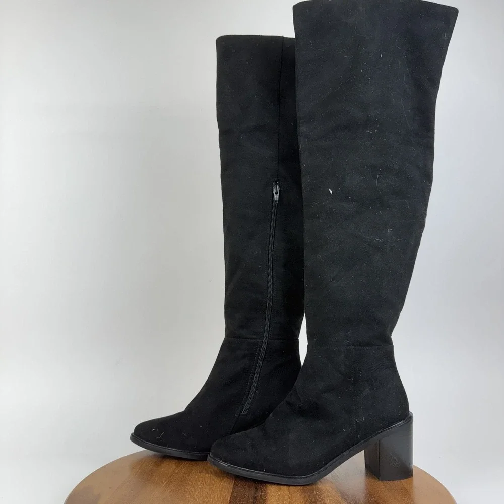 Womens Seychelles Paradise City Black Faux Suede Over The Knee Boots Size 8 M